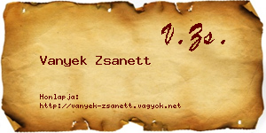 Vanyek Zsanett névjegykártya